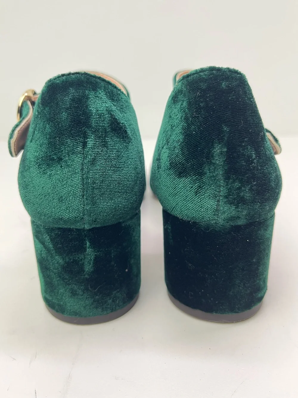 J. Crew Millie Spruce Green Luxe Velvet Ankle Strap Party Holiday Heels